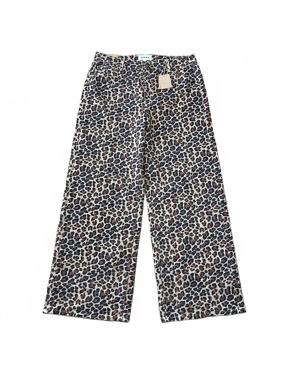 NWT Boden Wide Leg Jeans Leopard Print Sizs 32 Long